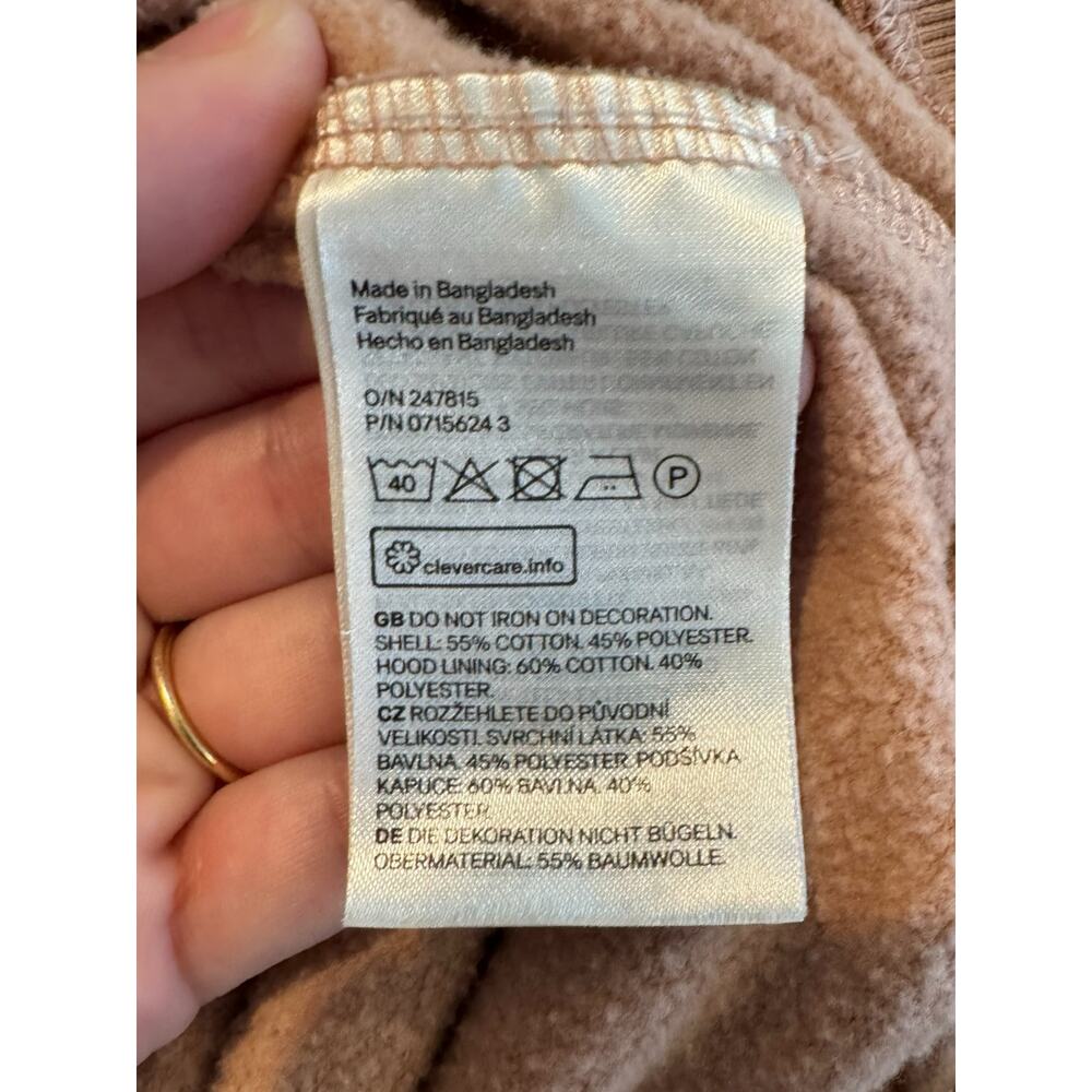 H&M Divided Beige Hoodie Heart Embroidery Women’s Medium Pullover Sweatshirt - Picture 4 of 7